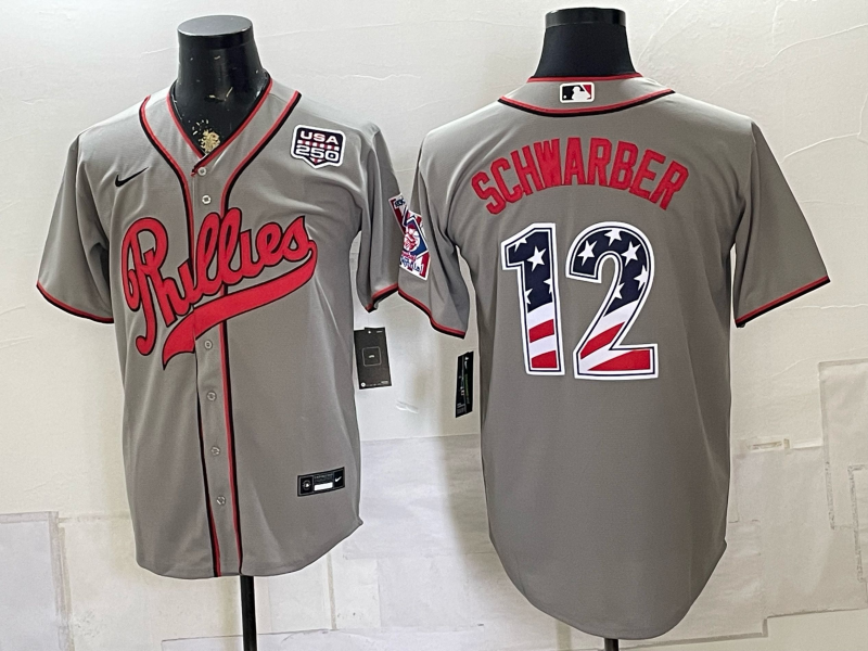 Men 2026 Philadelphia Phillies #12 Schwarber grey Game Nike MLB Jersey 0826001->philadelphia phillies->MLB Jersey